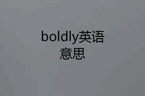 boldly英语意思