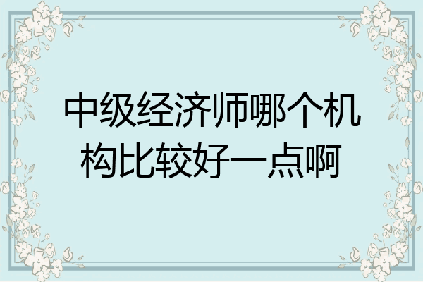 中级经济师哪个机构比较好一点啊