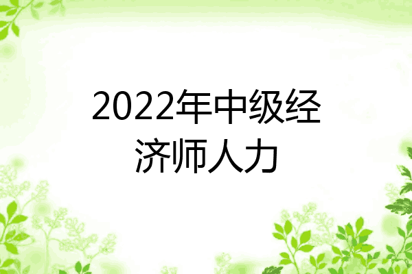 2022年中级经济师人力