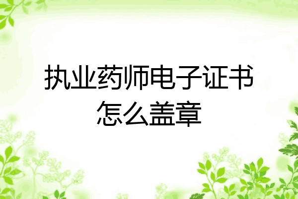 执业药师电子证书怎么盖章