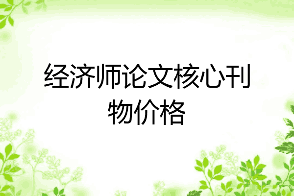 经济师论文核心刊物价格