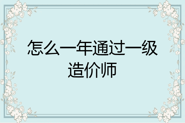 怎么一年通过一级造价师