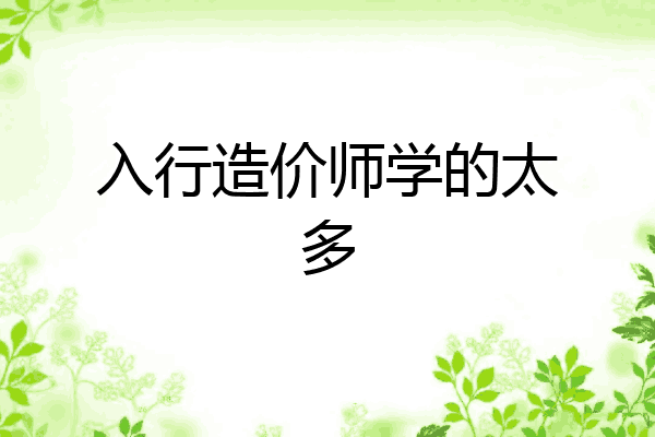 入行造价师学的太多