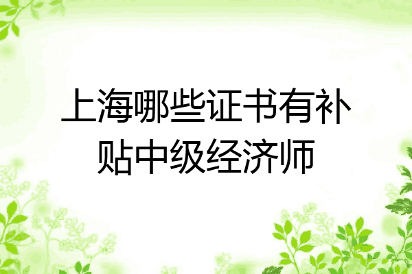 上海哪些证书有补贴中级经济师