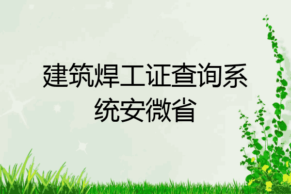 建筑焊工证查询系统安微省