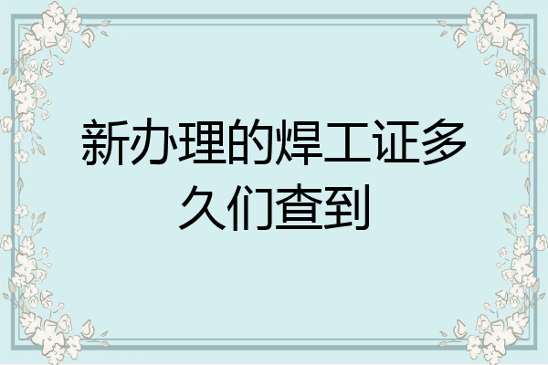 新办理的焊工证多久们查到