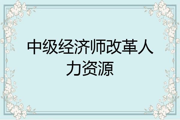 中级经济师改革人力资源