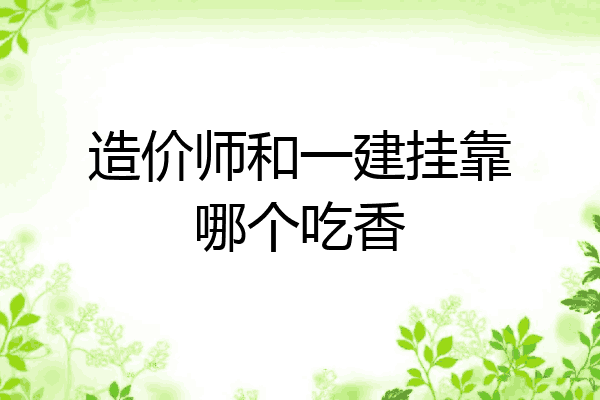 造价师和一建挂靠哪个吃香