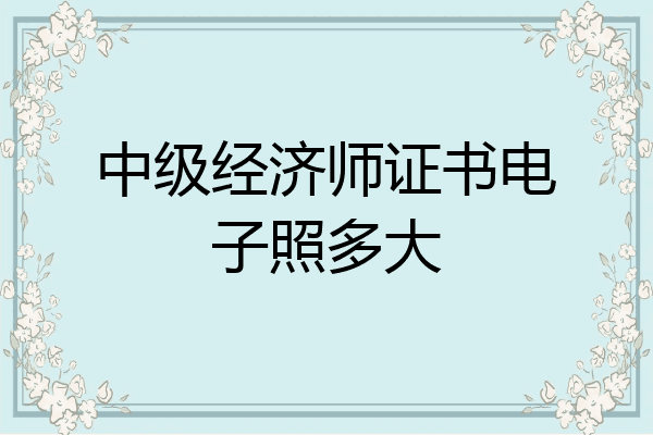 中级经济师证书电子照多大