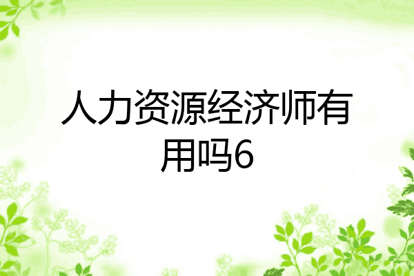人力资源经济师有用吗6