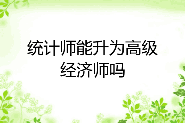 统计师能升为高级经济师吗