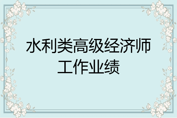 水利类高级经济师工作业绩