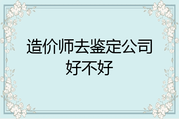造价师去鉴定公司好不好
