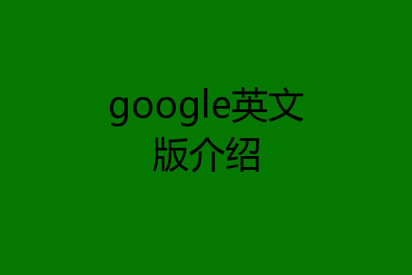 google英文版介绍