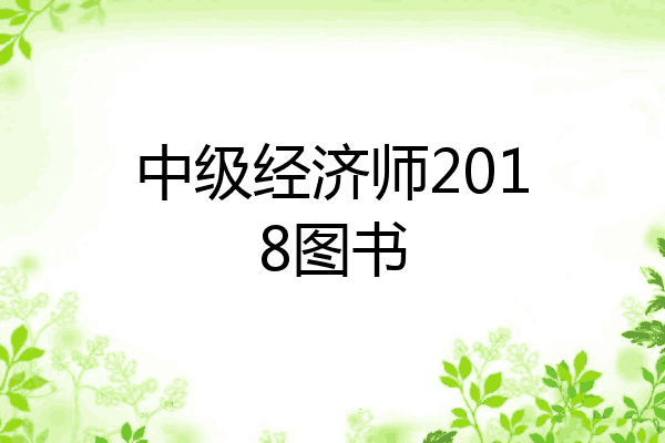中级经济师2018图书
