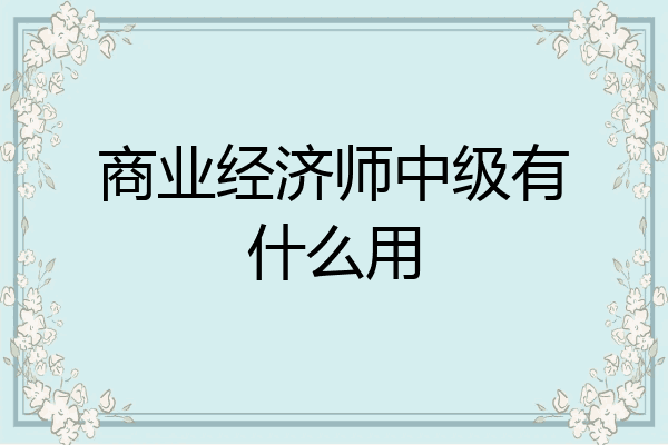 商业经济师中级有什么用