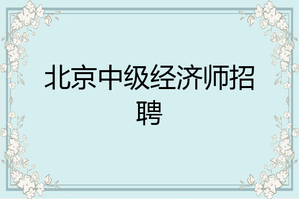 北京中级经济师招聘