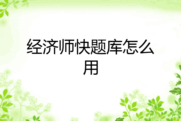 经济师快题库怎么用