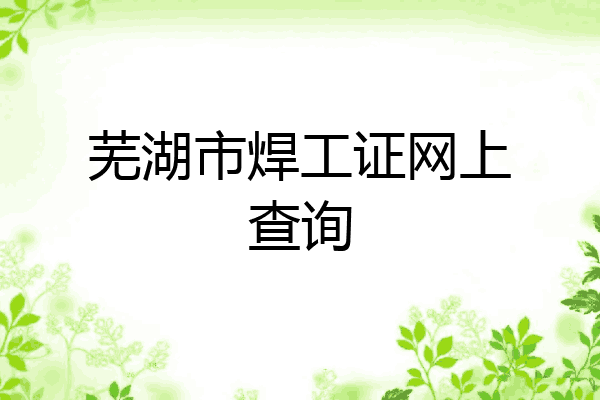 芜湖市焊工证网上查询
