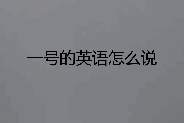 一号的英语怎么说