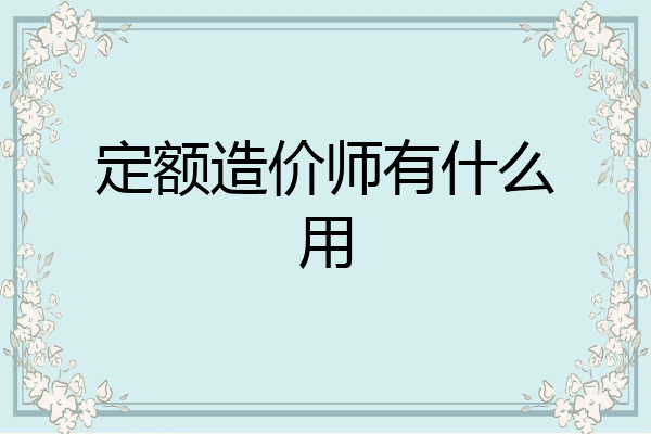 定额造价师有什么用