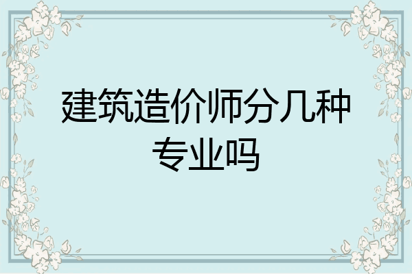 建筑造价师分几种专业吗
