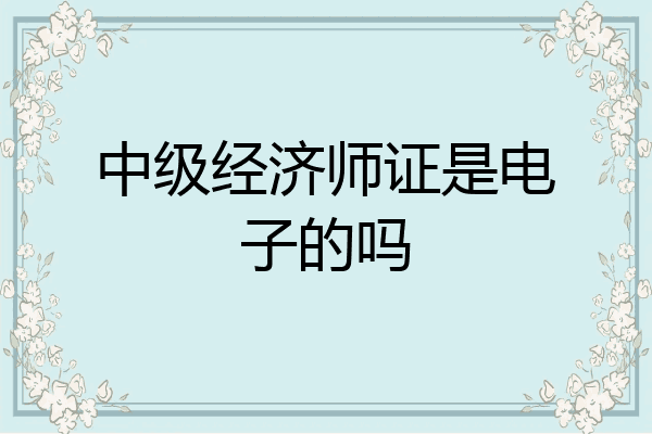 中级经济师证是电子的吗