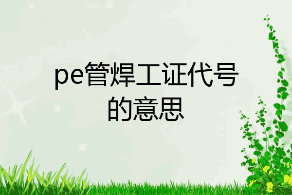 pe管焊工证代号的意思
