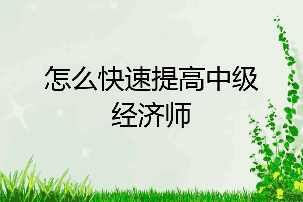 怎么快速提高中级经济师