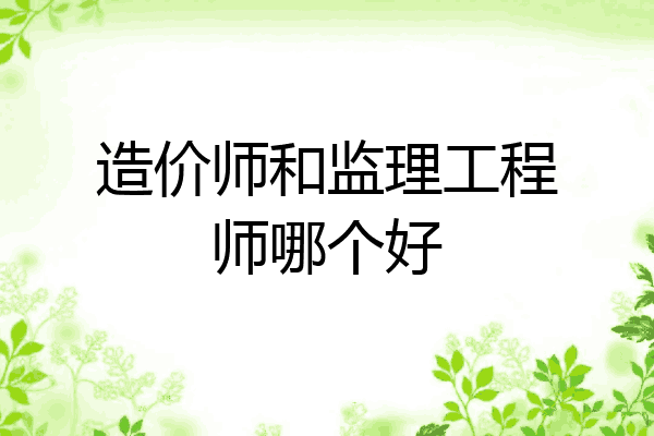 造价师和监理工程师哪个好