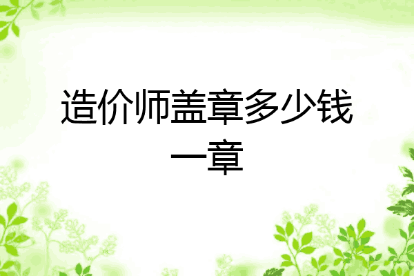 造价师盖章多少钱一章