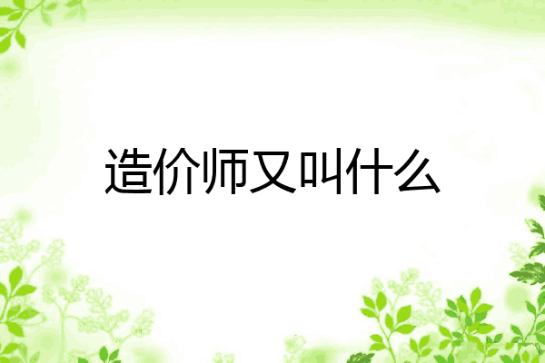 造价师又叫什么
