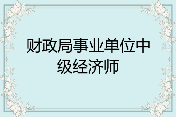 财政局事业单位中级经济师