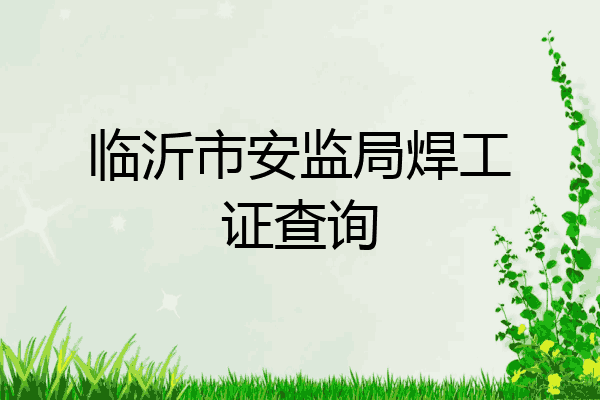 临沂市安监局焊工证查询