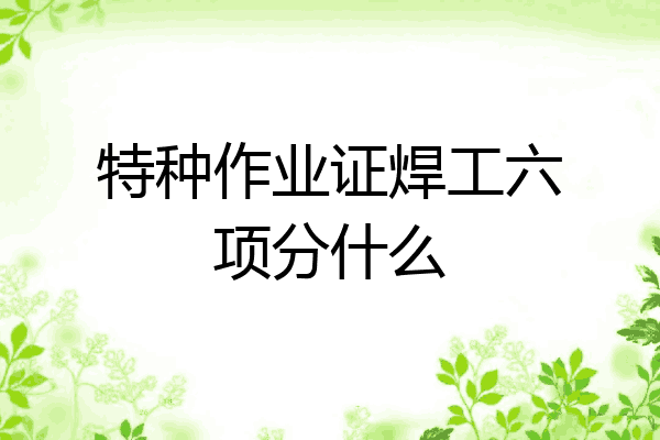 特种作业证焊工六项分什么