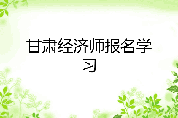 甘肃经济师报名学习