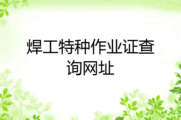 焊工特种作业证查询网址