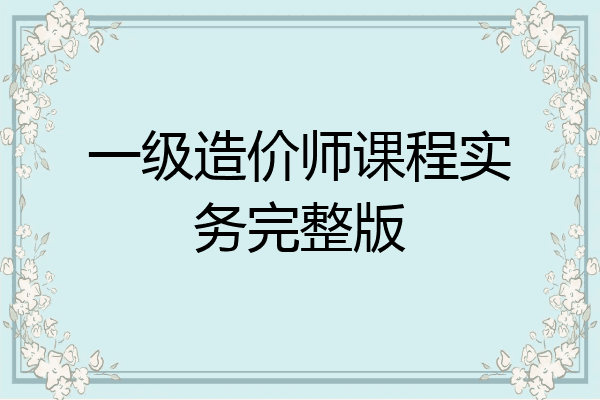 一级造价师课程实务完整版