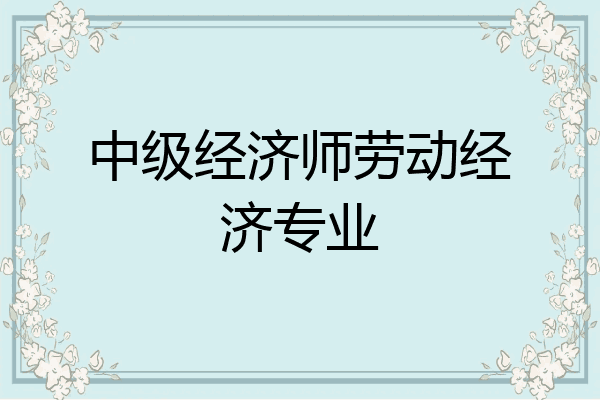 中级经济师劳动经济专业