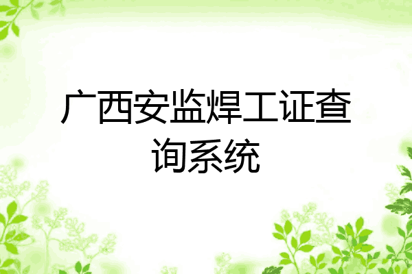 广西安监焊工证查询系统