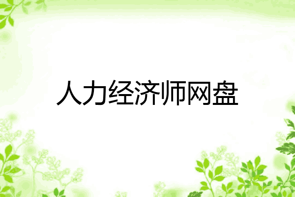 人力经济师网盘