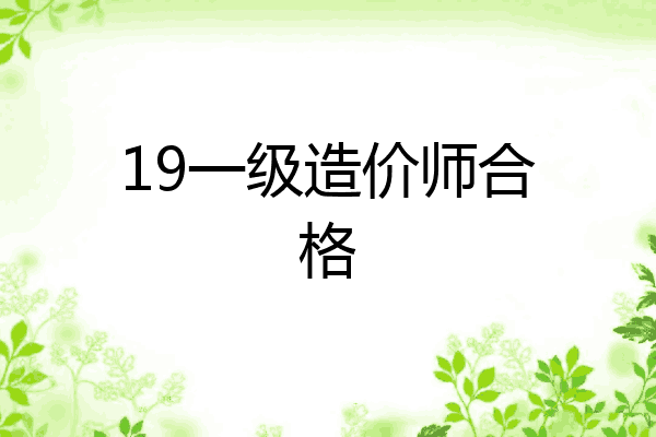 19一级造价师合格