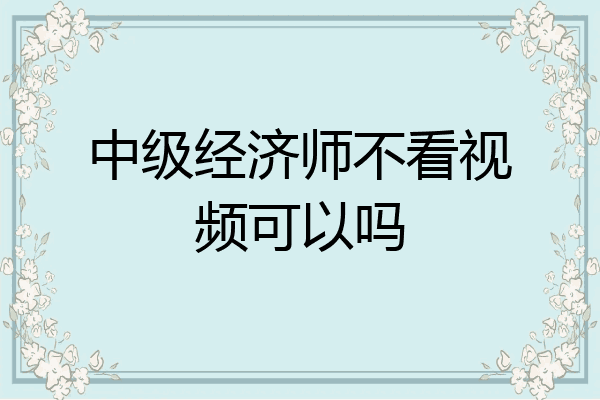 中级经济师不看视频可以吗