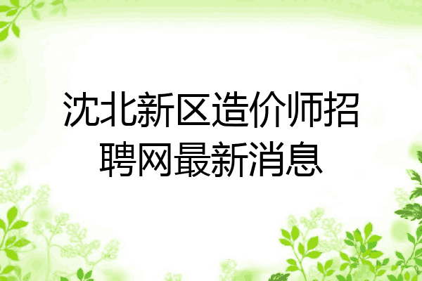 沈北新区造价师招聘网最新消息