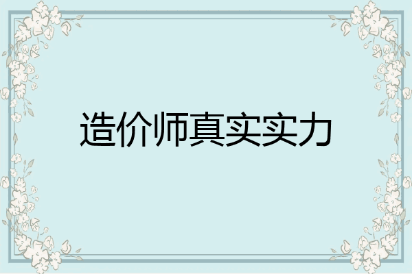 造价师真实实力