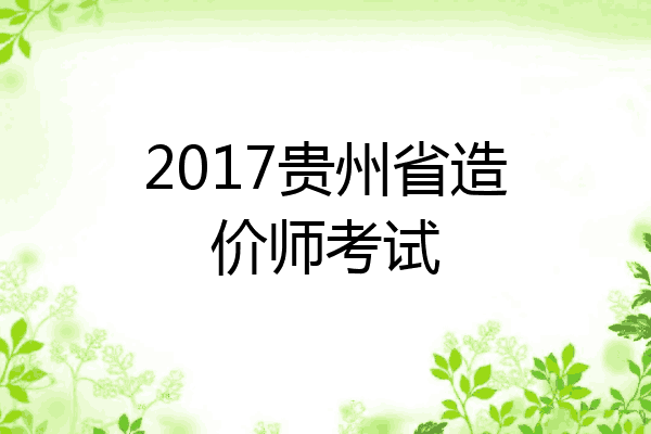 2017贵州省造价师考试