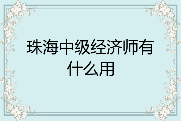 珠海中级经济师有什么用