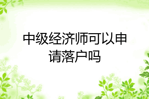 中级经济师可以申请落户吗