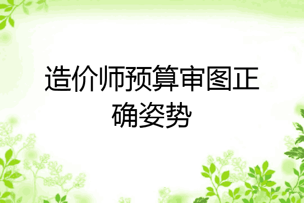 造价师预算审图正确姿势