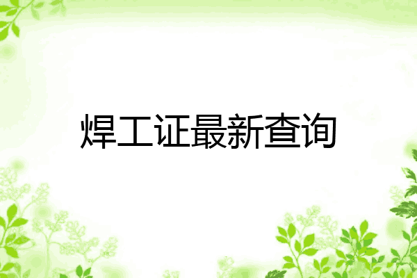 焊工证最新查询